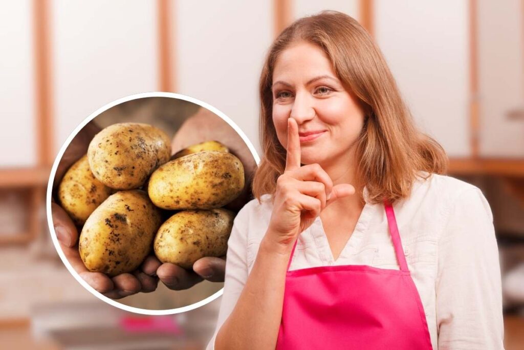 donna in cucina e patate