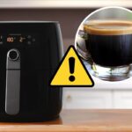 friggitrice, caffè e simbolo allerta